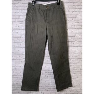 Zara Striped Charcoal Gray Brown Button Straight‎ Leg Chino Pants Sz 30